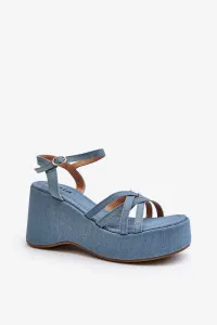 Blue sandals on the Oporia platform and on the wedge #9483214