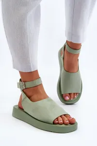 Comfortable women's platform sandals, green Rubie