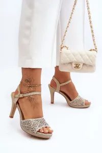 Embellished D&A Gold high-heeled sandals #8813823