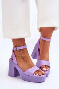 Fashionable sandals on a massive heel purple Karmine