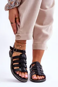 Leather Sandals with Straps Black Lawren #6306130