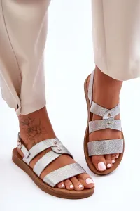Shiny women's sandals silver Catalia