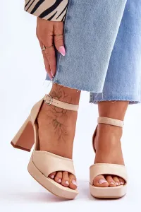 Suede classic sandals on the platform Beige Classy