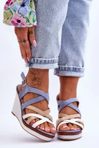 Wedge Sandals With Straps Blue Ellen #6478953