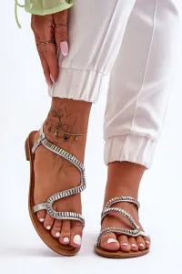 Women's lace-up sandals with Hayen silver decoration