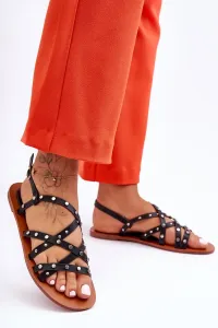 Women's sandals with ornaments black Alemona #7360625