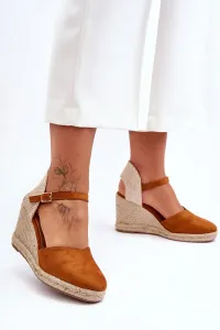 Zamszové sandals on Koturnu brown selfoss