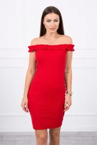 Dress on the shoulders with ruffles red