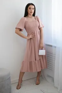 Dress with a gathered neckline powder pink