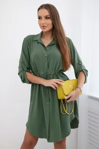 Dress with buttons and a tie at the waist khaki