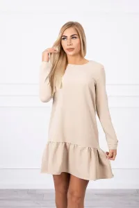 Dress with ruffle beige