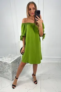 Dress with tie on the sleeves mint olive
