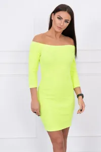 Fitted dress - ribbed yellow neon