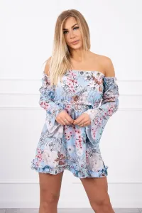 Floral dress on the shoulders of cyan color