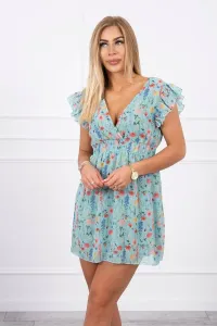 Floral dress with mint ruffles