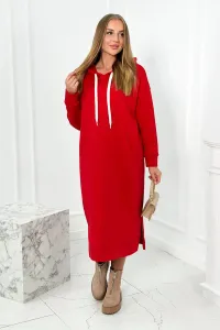 Dlhé červené šaty s kapucňou