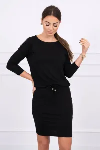 Viscose dress with tie at the waist black