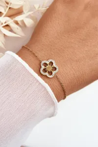 Delicate women's bracelet with a golden flower