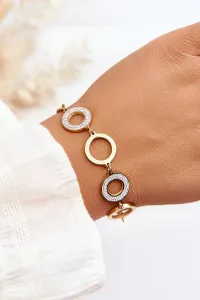 Stainless steel bracelet with gold circles