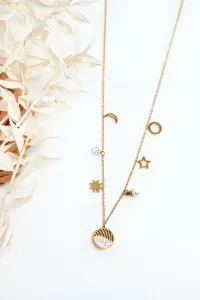 Women's chain with fashionable gold pendants