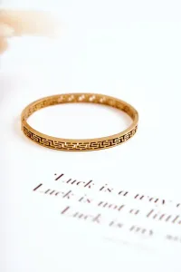 Women's steel bracelet with gold buckle