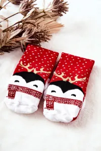 Christmas Penguin Socks Red