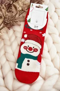 Women's Christmas Snowman Socks Red