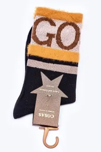 Women's cotton socks GO-GO WITH FUR COSAS BLACK #4794779