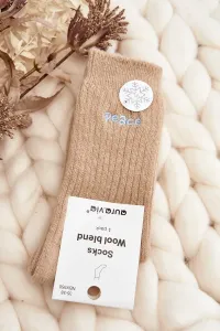 Women's warm socks with beige lettering