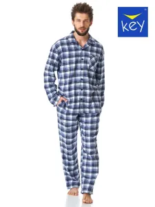 Pyjamas Key MNS 426 B23 L/R Flannel M-2XL Men's Zipper Grey-Checkered #7247503