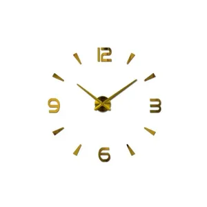 KIK Dizajnové 3D nalepovacie hodiny 80-120cm, zlatá, KX7848