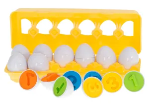 IKONKA Vzdelávacia triedička puzzle zodpovedá tvarom čísla vajcia 12 ks