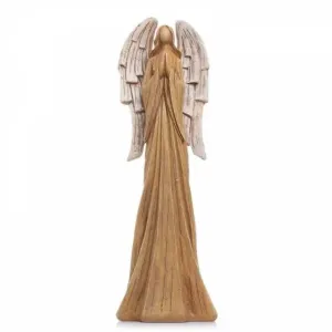 Kinekus Postavička anjel 8,5x6,5x26 cm polyrezín hnedý