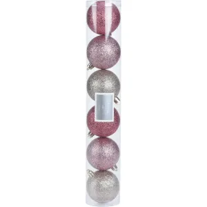 Kinekus Ružová vianočná guľa, plastová, 6 cm, sada 6 ks, shimmer