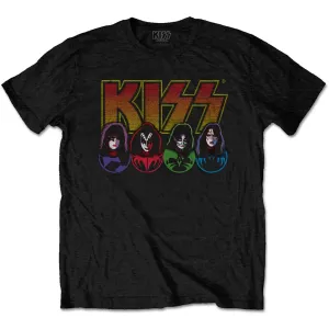Kiss tričko Logo, Faces & Icons Čierna XL