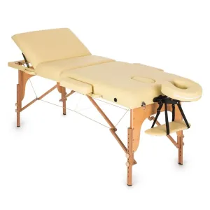 KLARFIT MT 500, masážny stôl, 210 cm, 200 kg, sklápací, jemný povrch, taška, béžový