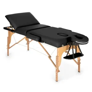 KLARFIT MT 500, masážny stôl, 210 cm, 200 kg, sklápací, jemný povrch, taška, čierny