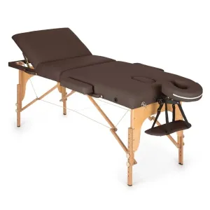 KLARFIT MT 500, masážny stôl, 210 cm, 200 kg, sklápací, jemný povrch, taška, hnedý