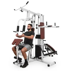 KLARFIT Ultimate Gym 9000, multifunkčná posilňovacia stanica, 7 stanovíšť, do 150 kg, QR oceľ, biela
