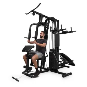 KLARFIT Ultimate Gym 9000, multifunkčná posilňovacia stanica, 7 stanovíšť, do 120 kg, QR oceľ, čierna