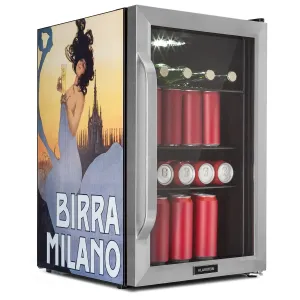 Klarstein Beersafe 70 Birra Milano Edition, chladnička, 70 l, 3 police, panoramatické sklenené dvere, nehrdzavejúca oceľ #1427630