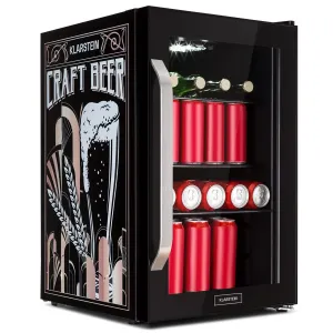Klarstein Beersafe 70 Craft Beer Edition, chladnička, 70 l, 3 police, panoramatické sklenené dvere, nehrdzavejúca oceľ #1427633