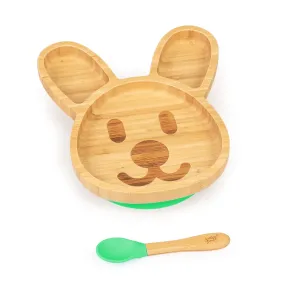 Klarstein Detská jedálenská súprava, bambusový tanier a lyžička, 250 ml, vrátane prísavky, 18 × 18 cm #1426095