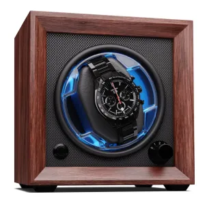 Klarstein Brienz 1, naťahovač hodiniek, 1 hodinky, 4 režimy, drevený vzhľad, modré vnútorné osvetlenie #8501152