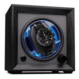 Klarstein Brienz 1, naťahovač hodiniek, 1 hodinky, 4 režimy, drevený vzhľad, modré vnútorné osvetlenie #8501160