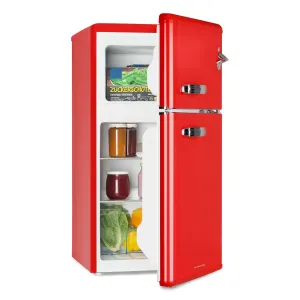 Klarstein Irene, kombinovaná retro chladnička, 61 l chladnička, 24 l mraznička, červená