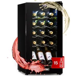Klarstein Shiraz 15 Slim Uno, vinotéka, 44 l, 135 W, 5–18°C, dotykové ovládanie, čierna #9220757