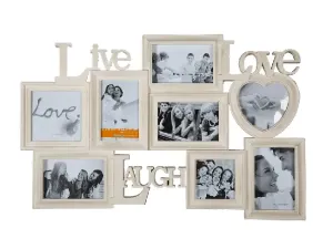 Krémový fotorámik Live-Laugh-Love, 65x40cm