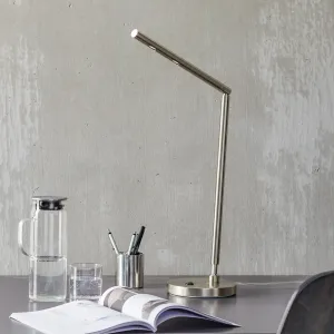 Nadčasová LED lampa na písací stôl Glance, nikel