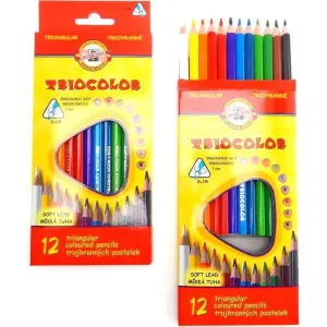 Trojhranné pastelové farebné ceruzky v laku KOH-I-NOOR / 12 ks (farbičky KOH-I-NOOR)